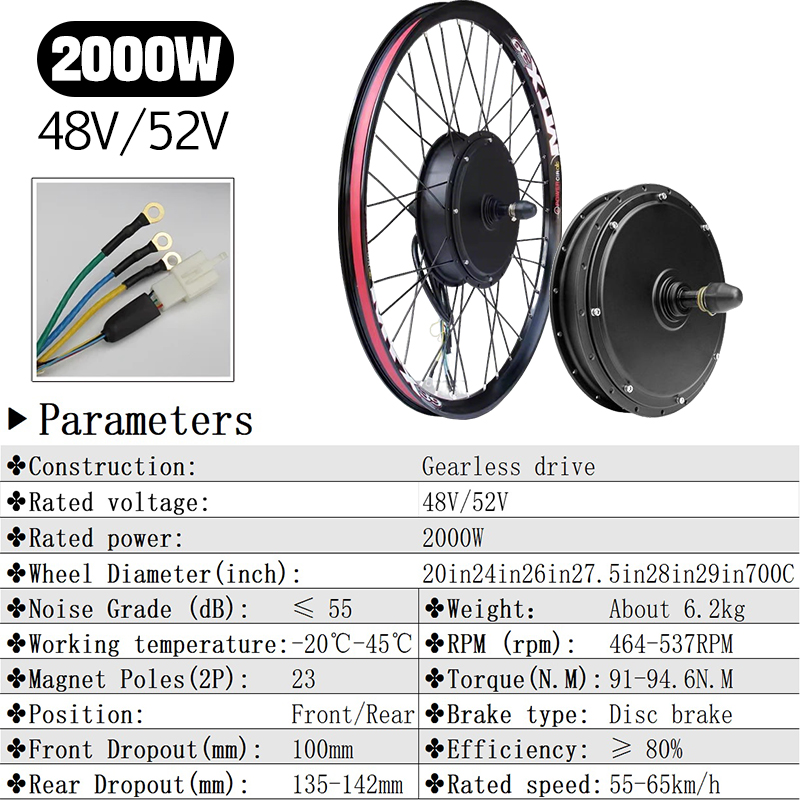 MTX 48V/52V 2000W E-Bike Motor – 72V 5000W Hub Motor Kit Bewertung und Preis